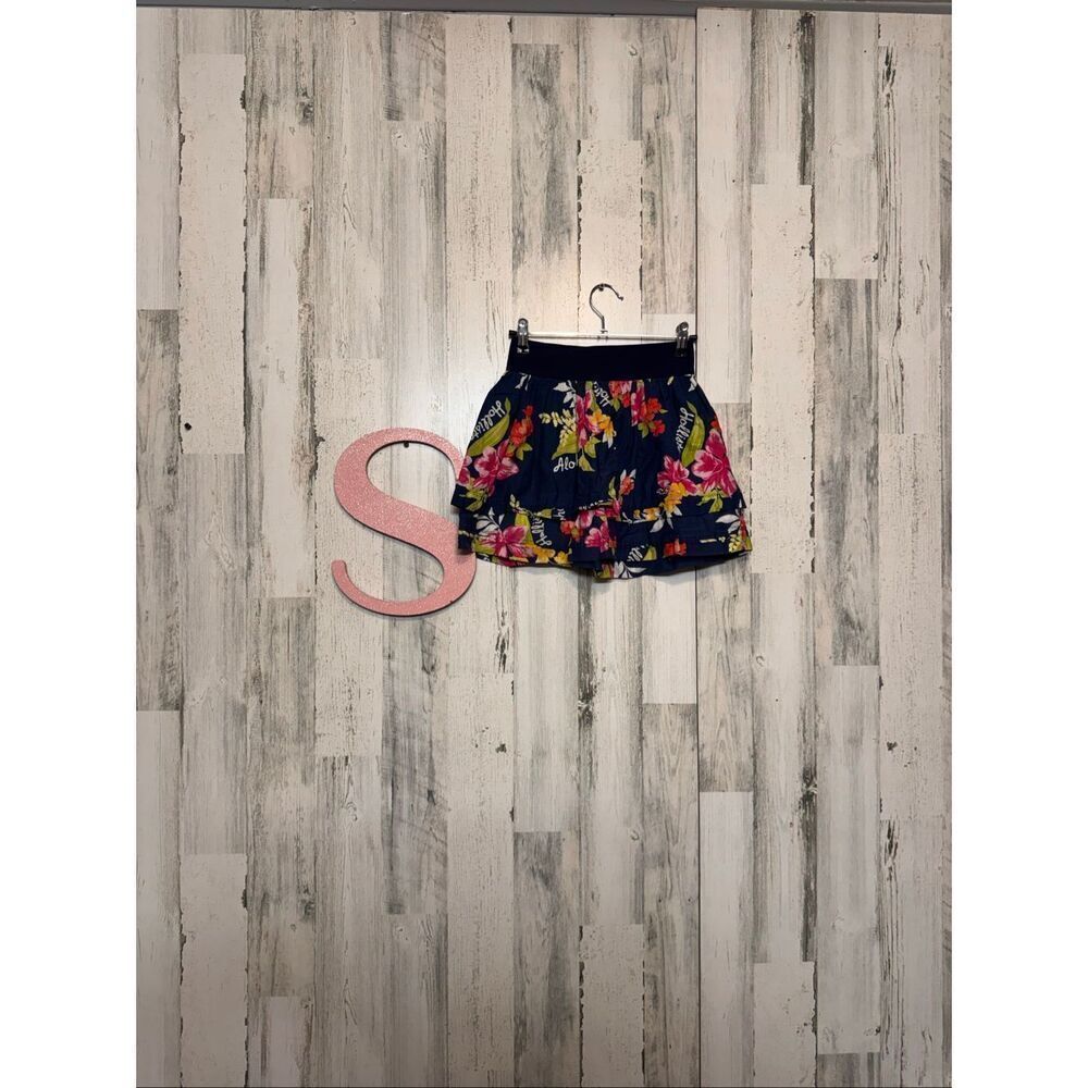Hollister Floral Ruffle Mini Skirt Navy Size S